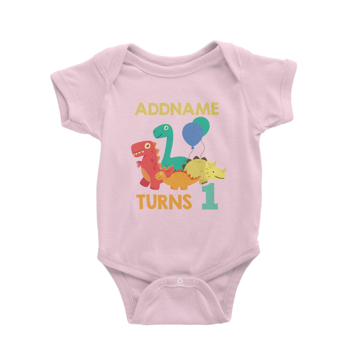Cute Dinosaur Birthday Theme Personalizable with Name and Date Baby Romper