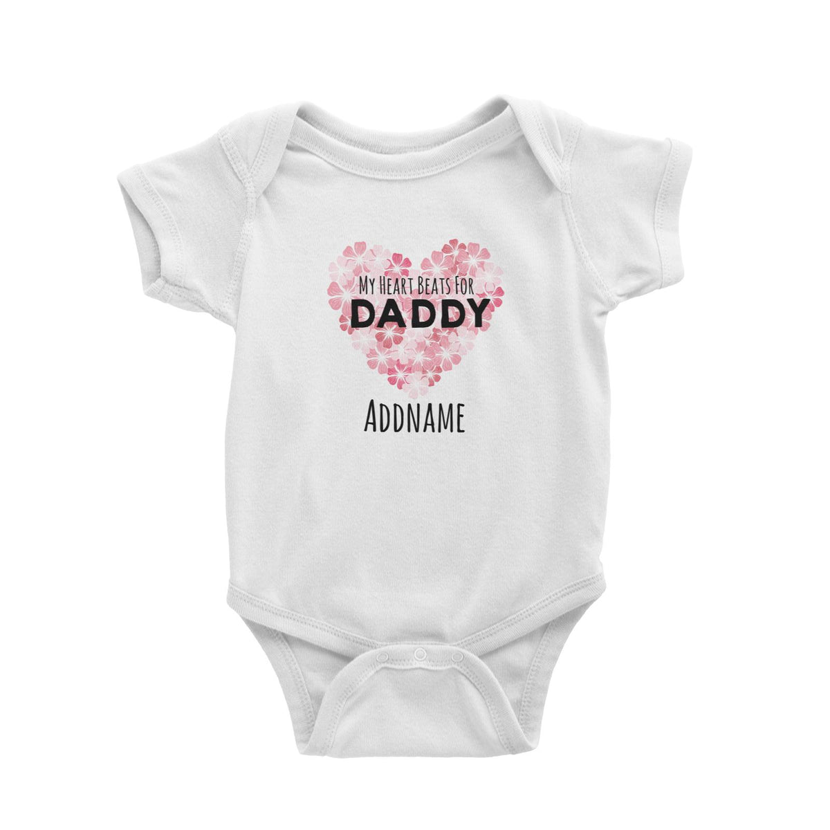 Drawn Mom &amp; Dad Love Heart Beats for Daddy Addname Baby Romper