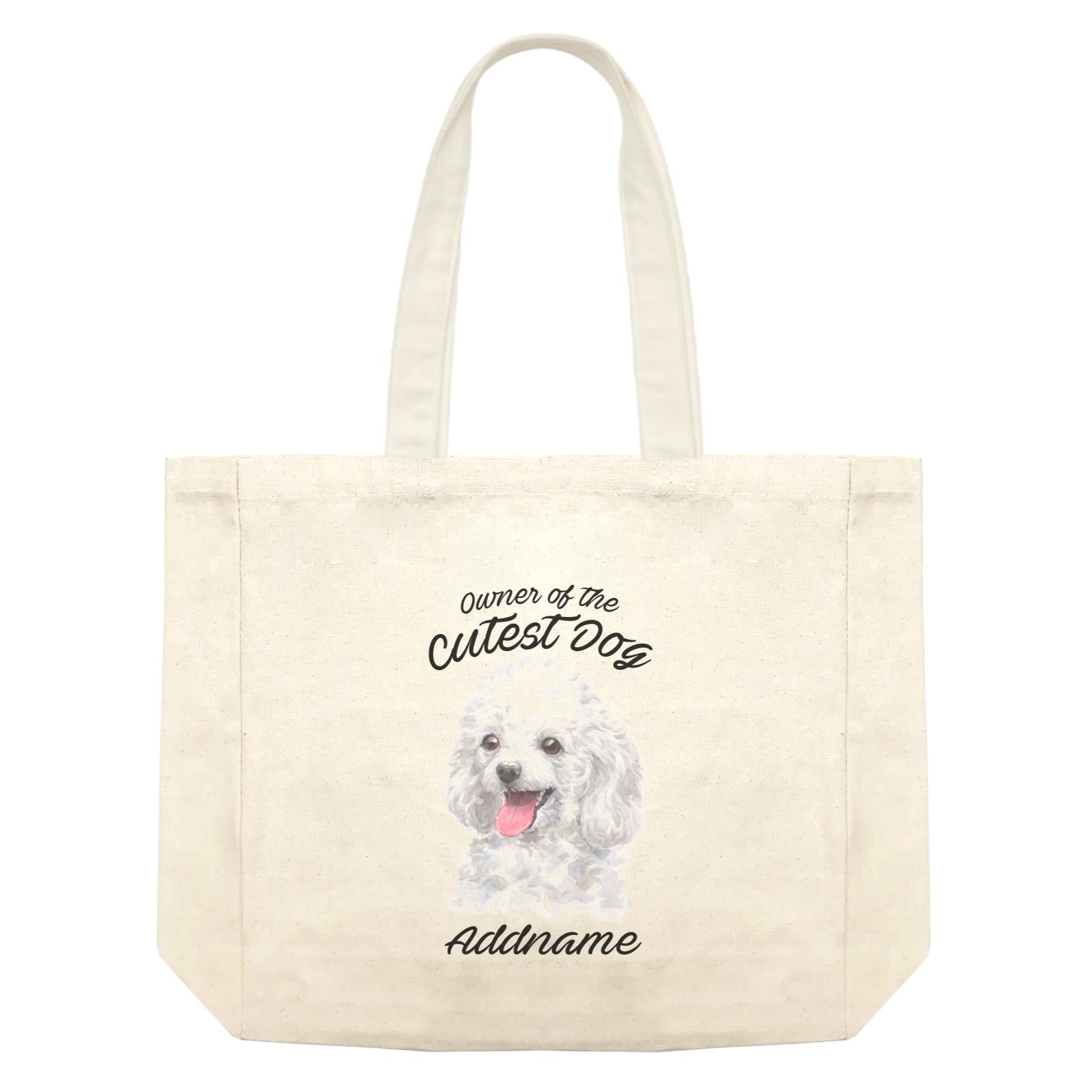 Watercolor Dog Owner Of The Cutest Dog Poodle White Addname Shopping Bag