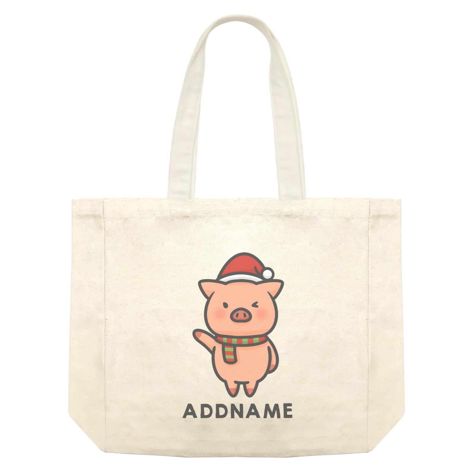 Xmas Cute Pig Christmas Hat Addname Accessories Shopping Bag