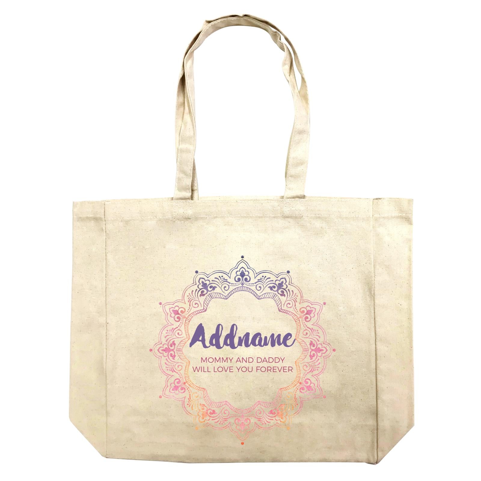 Pink and Purple Ethnic Mandala Motif Personalizable with Name and Text Shopping Bag