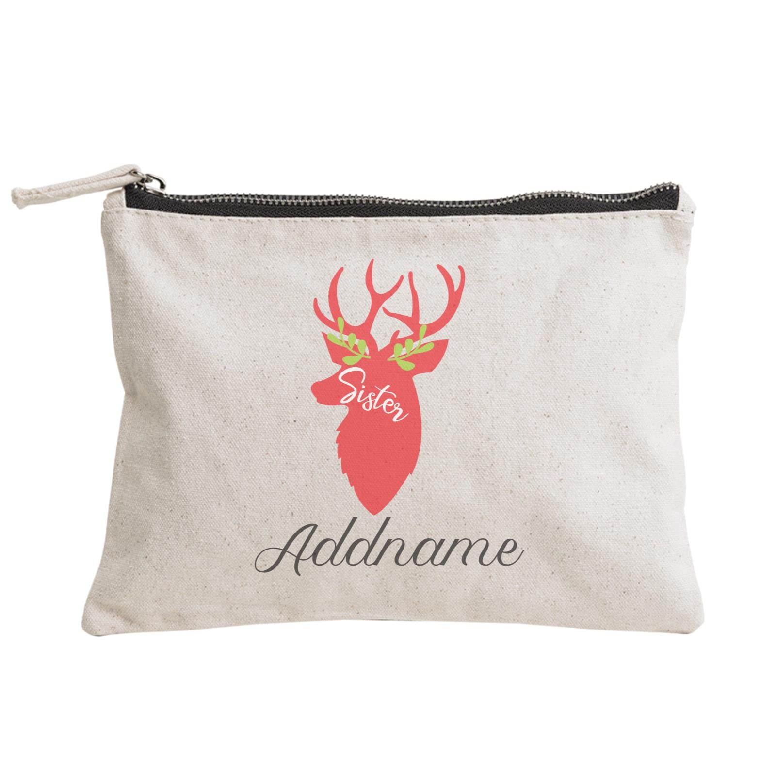 Christmas Series Sister Silhouette Reindeer Zipper Pouch