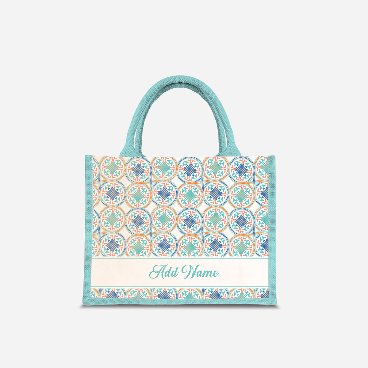 Moroccan Series Half Lining Small Jute Bag - Chahid Light Blue