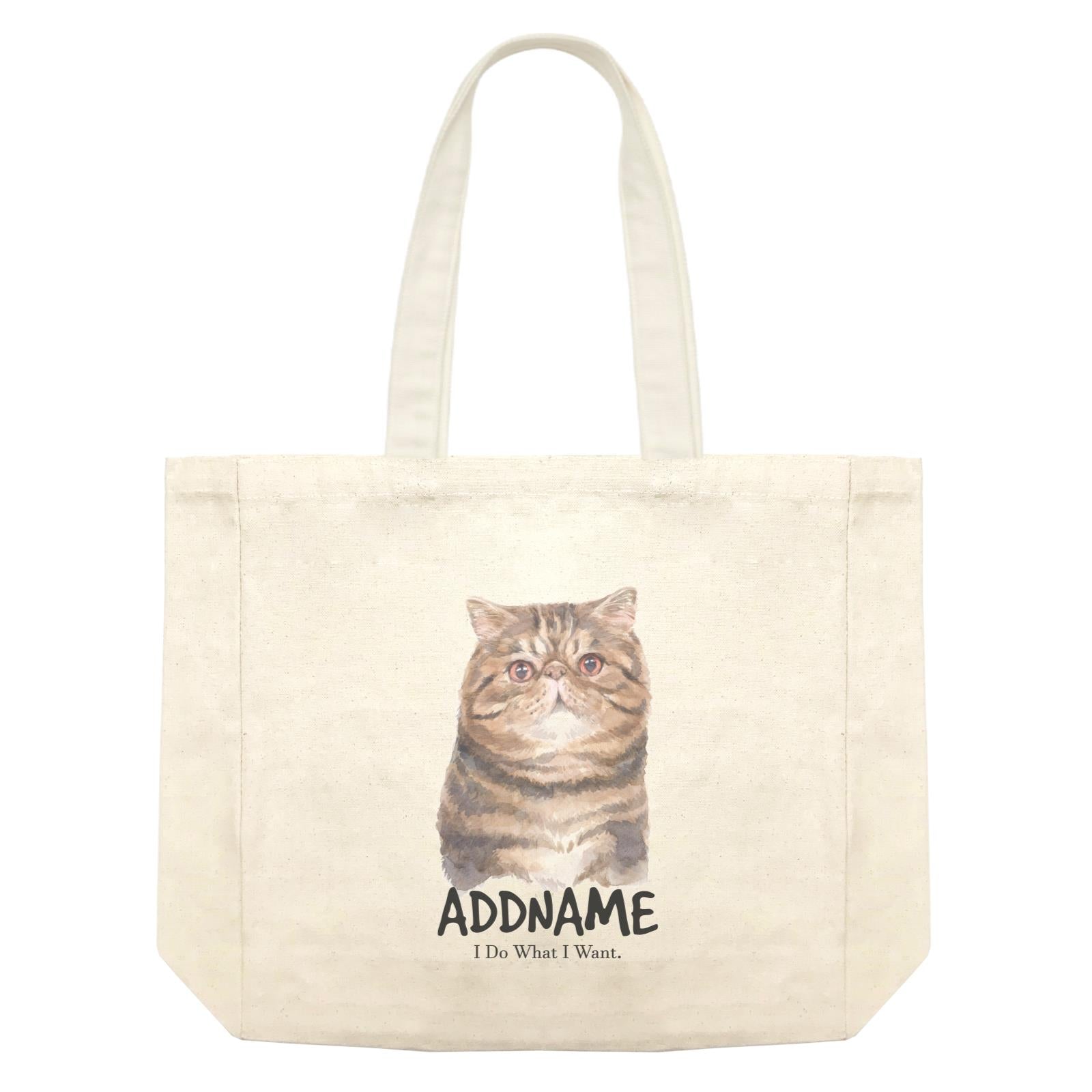 Watercolor Cat Exotic Shorthair I Do What I Want Addname Shopping Bag