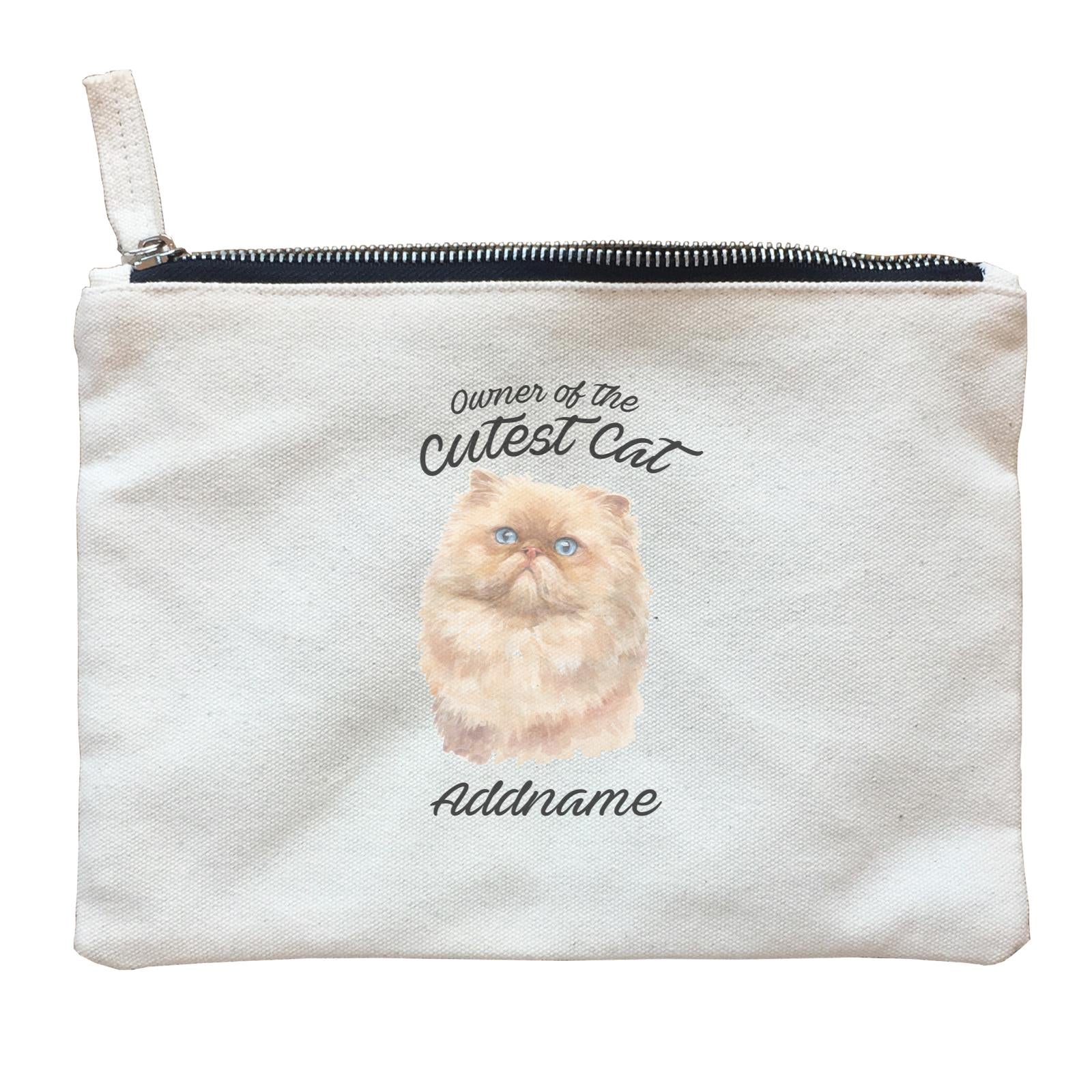 Watercolor Owner Of The Cutest Cat Persian Light Brown Addname Zipper Pouch