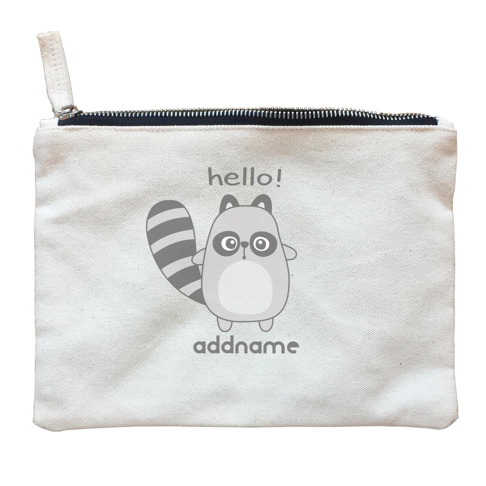 Cool Cute Animals Racoon Hello Addname Zipper Pouch