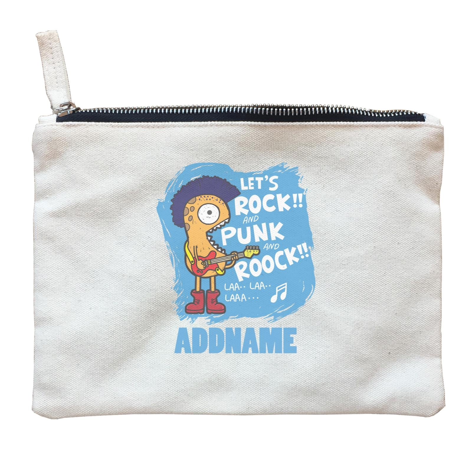 Cool Cute Monster Let's Rock And Punk And Roock Monster Addname Zipper Pouch