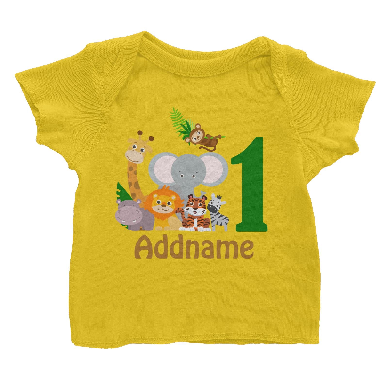 Animal Safari Jungle Birthday Theme Personalizable with Name and Number Baby T-Shirt