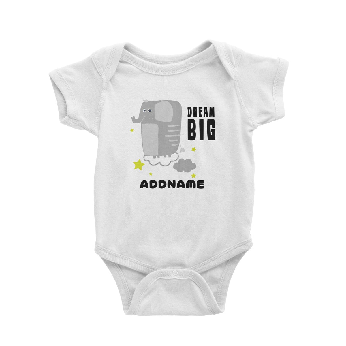 Dream Big Elephant Addname White Baby Romper