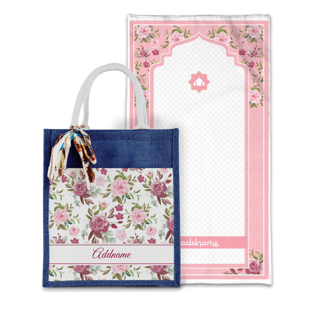 Laura Ruby Sejadah with Matching Colourful Jute Bag