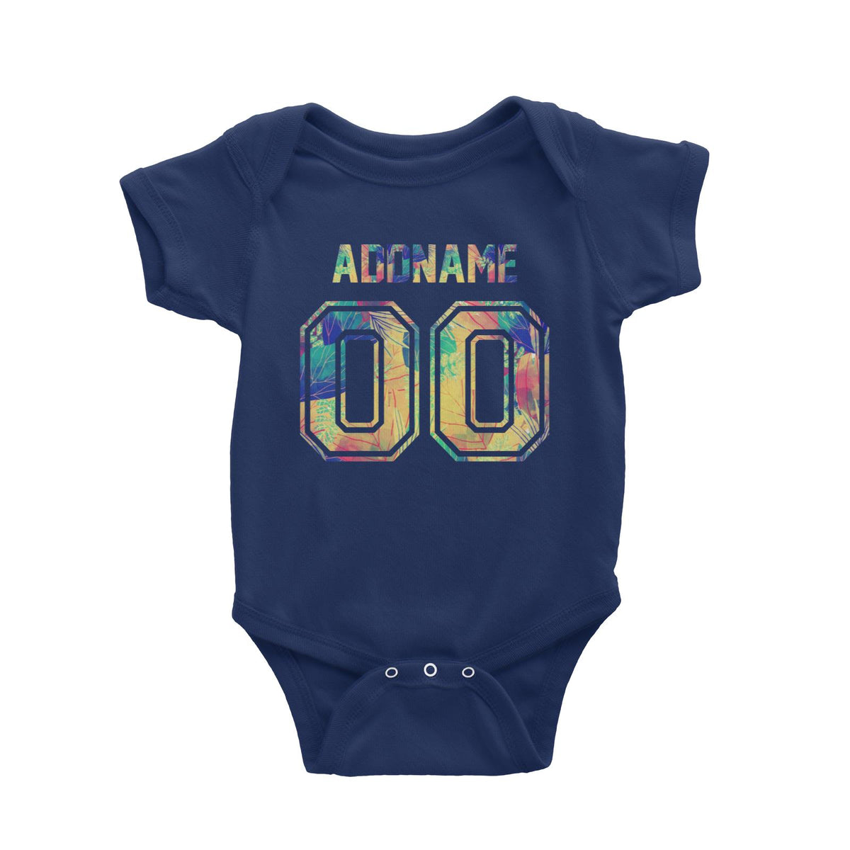 Jersey Colourful Nature Pattern With Name and Number Baby Romper