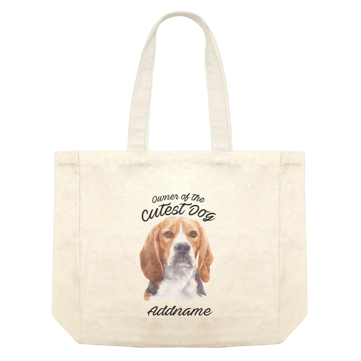 Watercolor Dog Owner Of The Dog Beagle Frown Addname Shopping Bag
