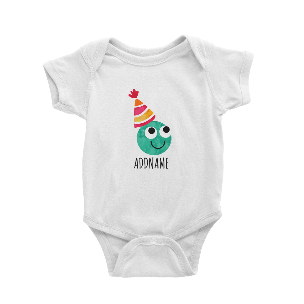 Watercolour Birthday Party Green Shape White White Baby Romper