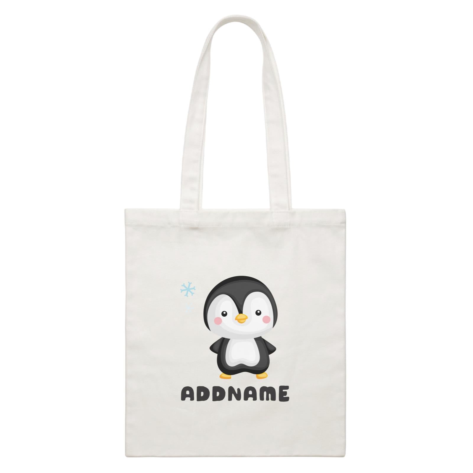 Birthday Winter Animals Small Penguin Addname White Canvas Bag