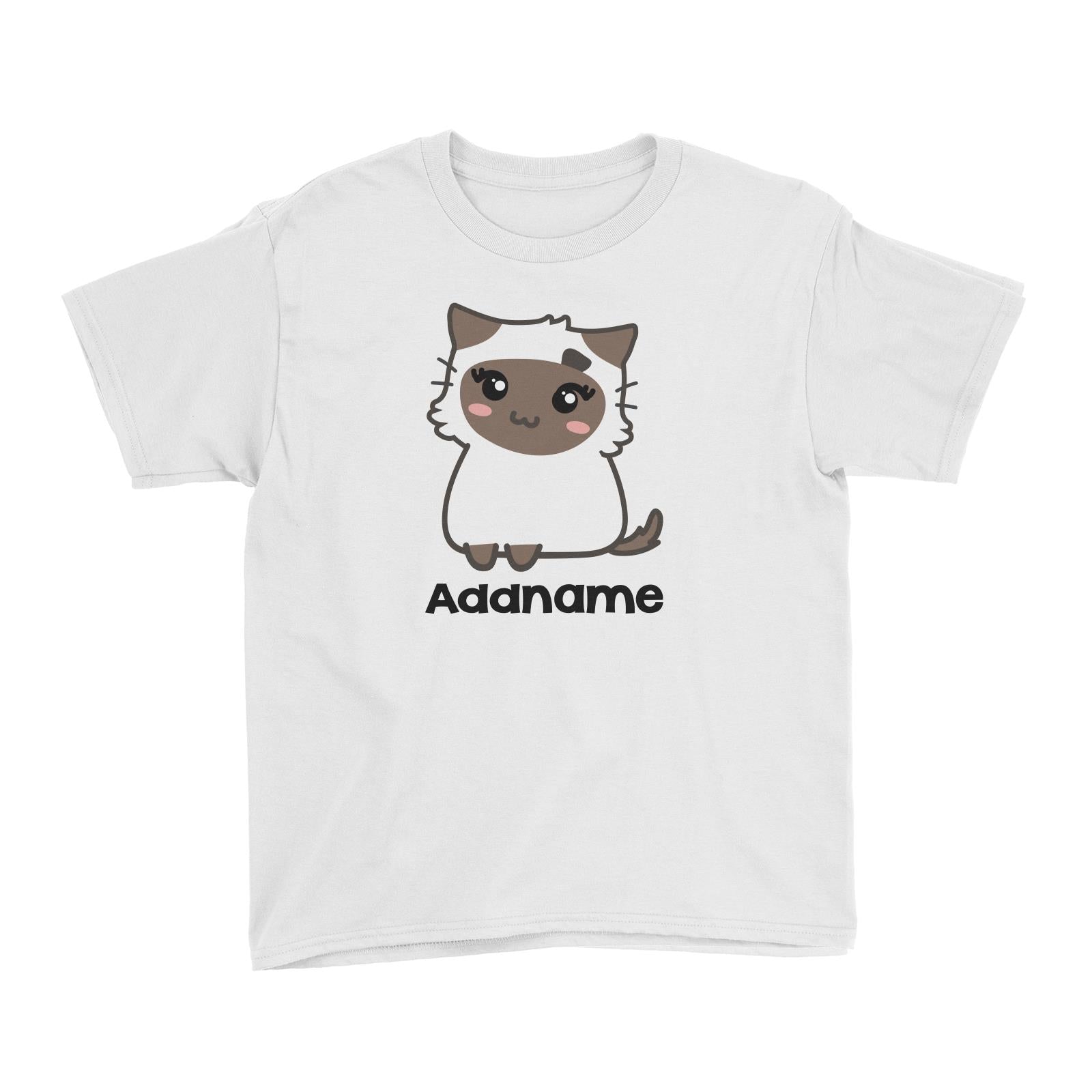 Drawn Adorable Cats White & Chocolate Addname Kid's T-Shirt