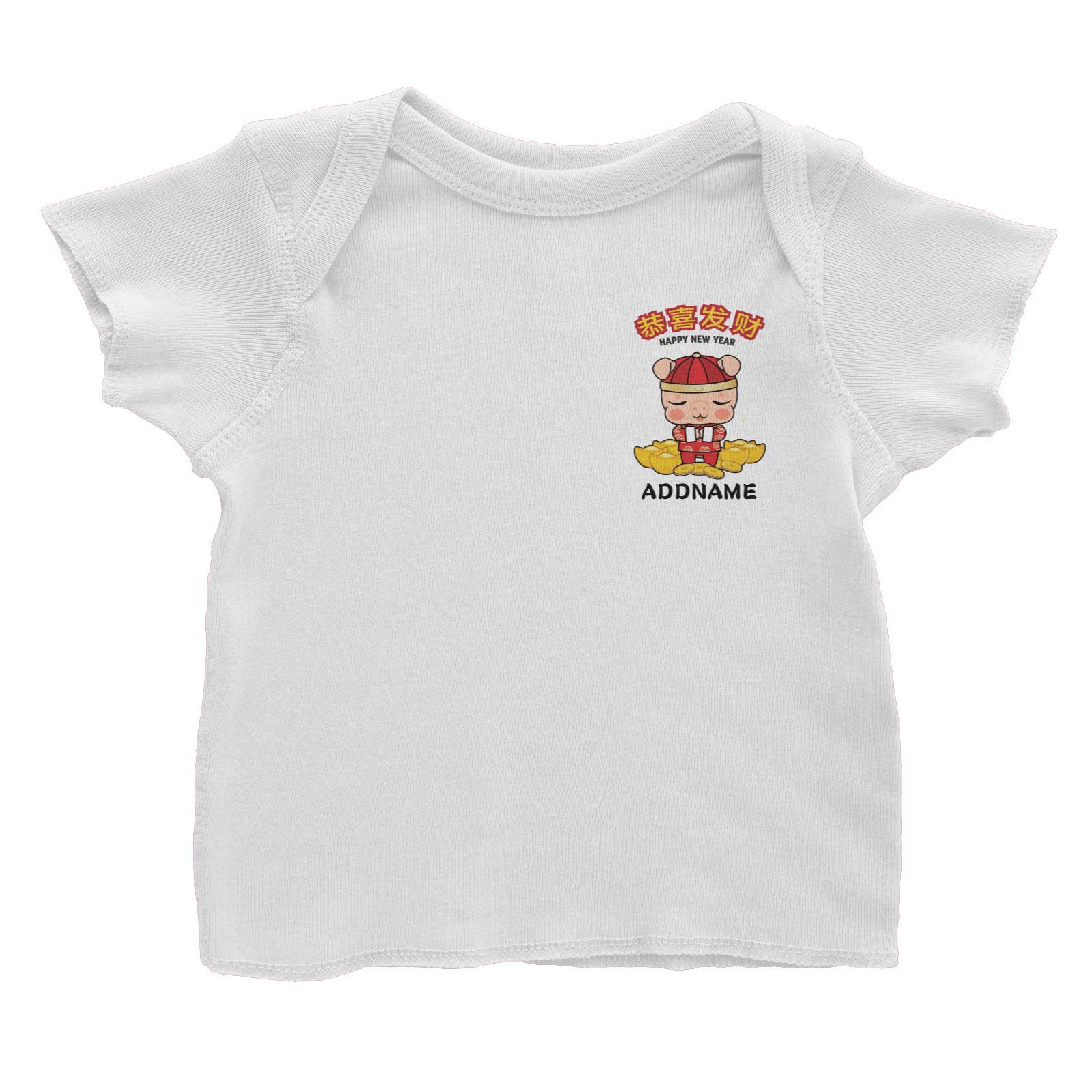 Prosperity Pig with Gold and Coins Pocket Design Baby T-Shirt