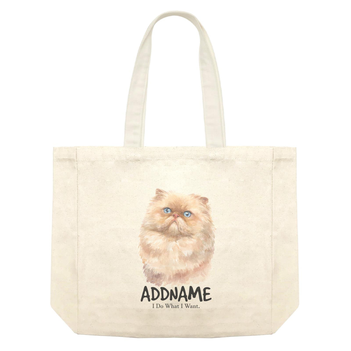 Watercolor Cat Persian Brown I Do What I Want Addname Shopping Bag