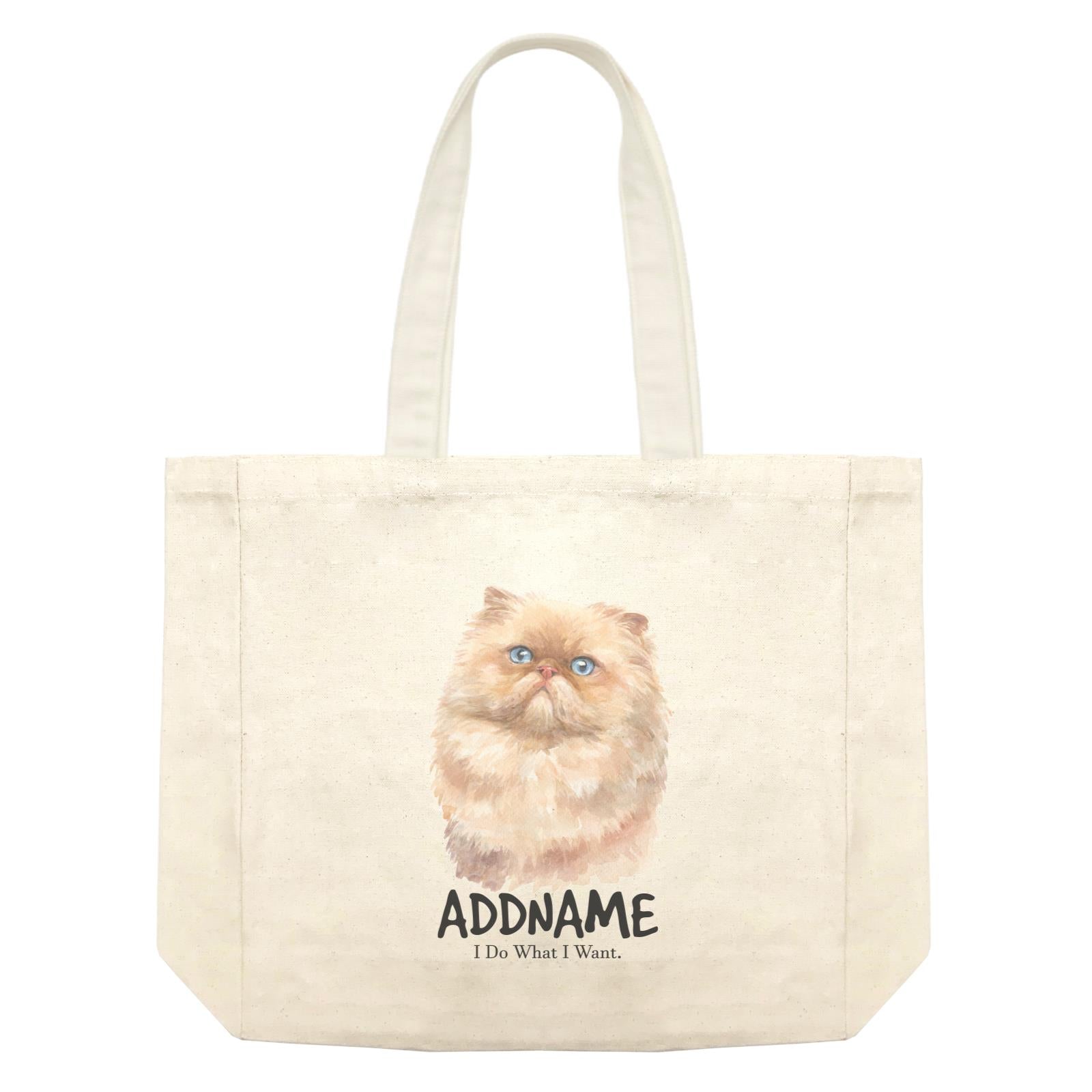 Watercolor Cat Persian Brown I Do What I Want Addname Shopping Bag