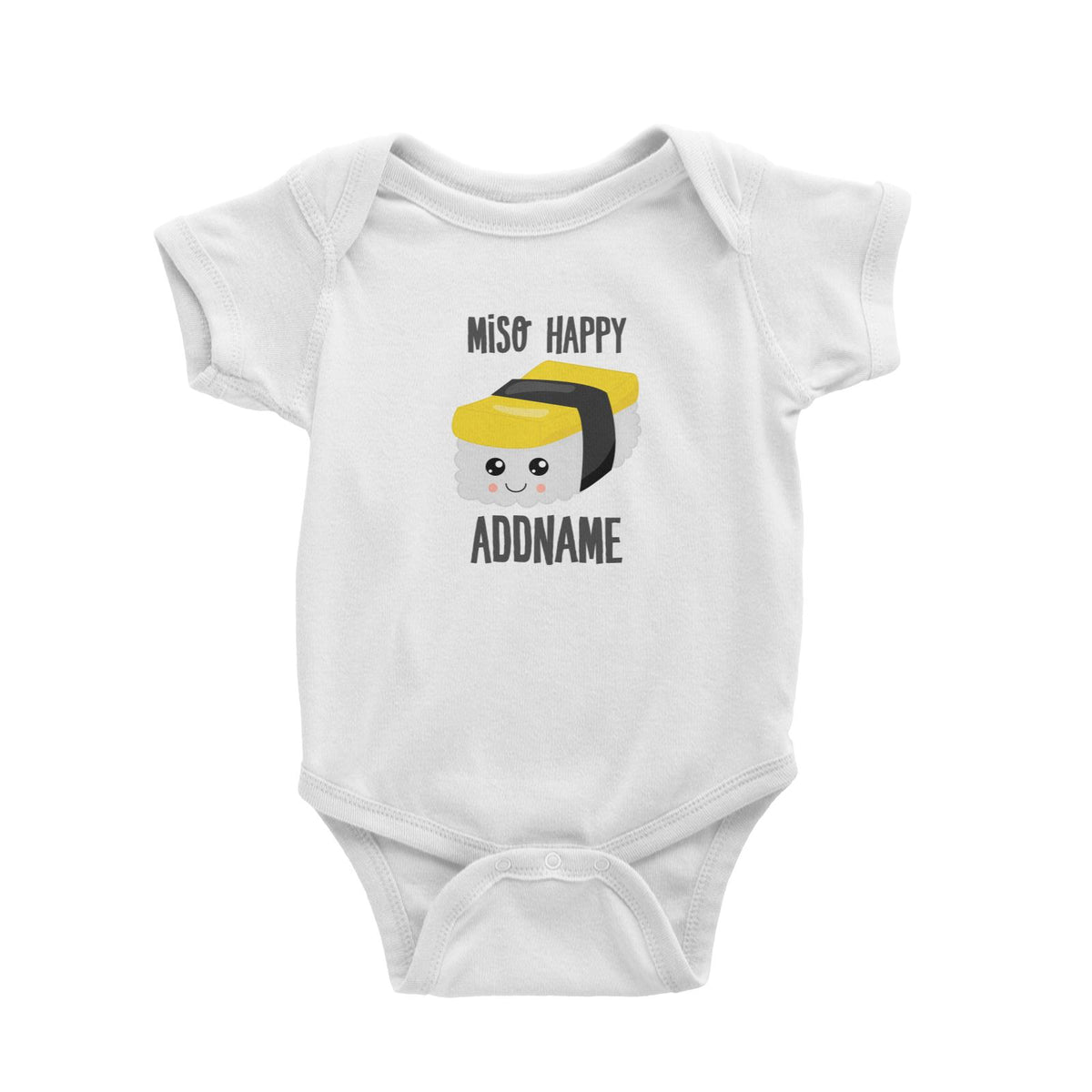 Miso Happy Tamago Sushi Addname White Baby Romper