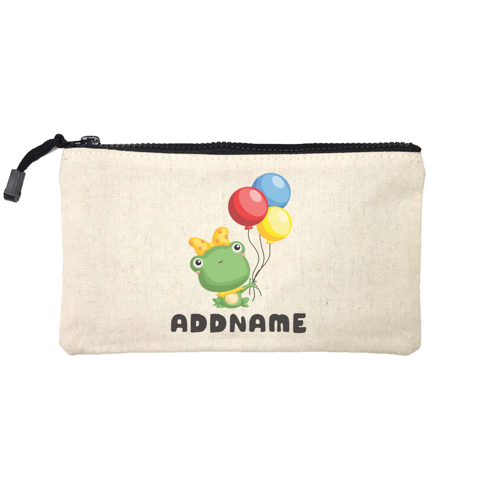 Birthday Frog Frog Girl Holding Balloons Addname Mini Accessories Stationery Pouch