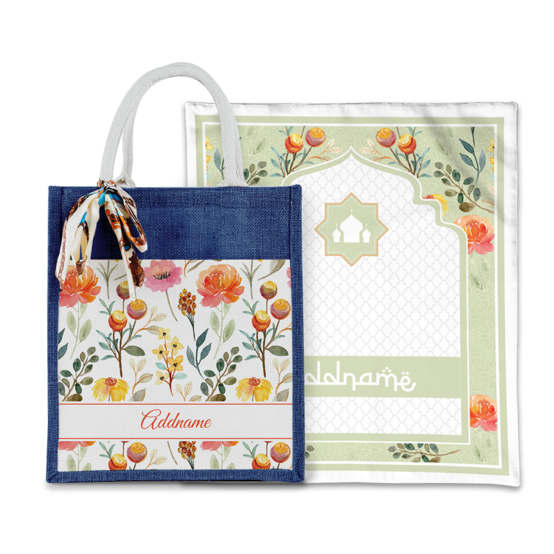 Laura Carnelian Sejadah with Matching Colourful Jute Bag