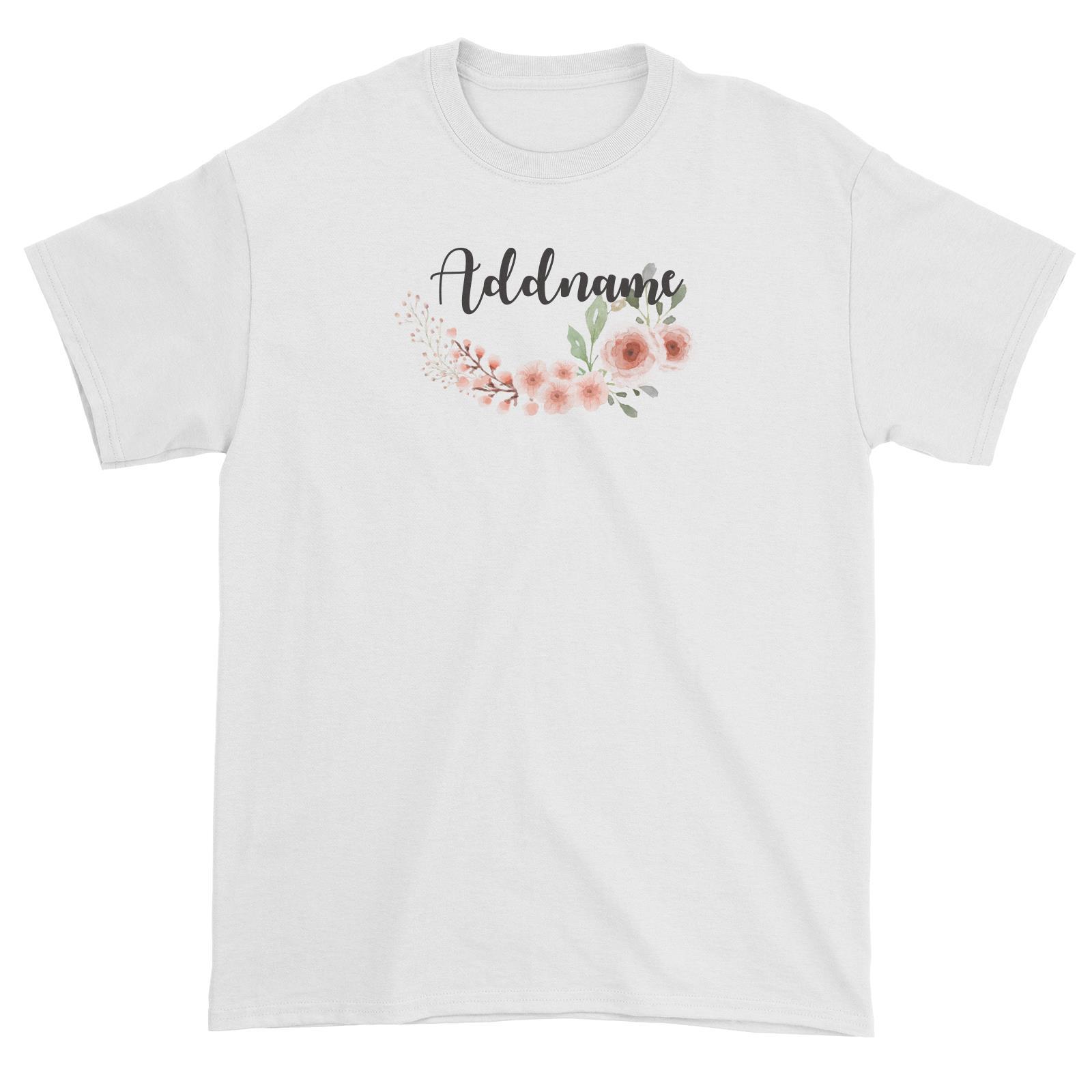 Bridesmaid Floral Sweet 2 Watercolour Flowers Addname Unisex T-Shirt