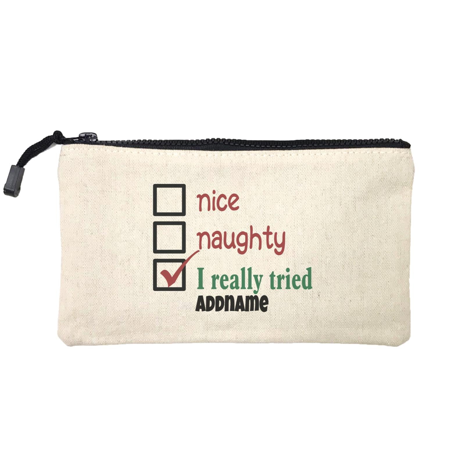 Xmas Nice Naughty I Really Tried Mini Accessories Stationery Pouch