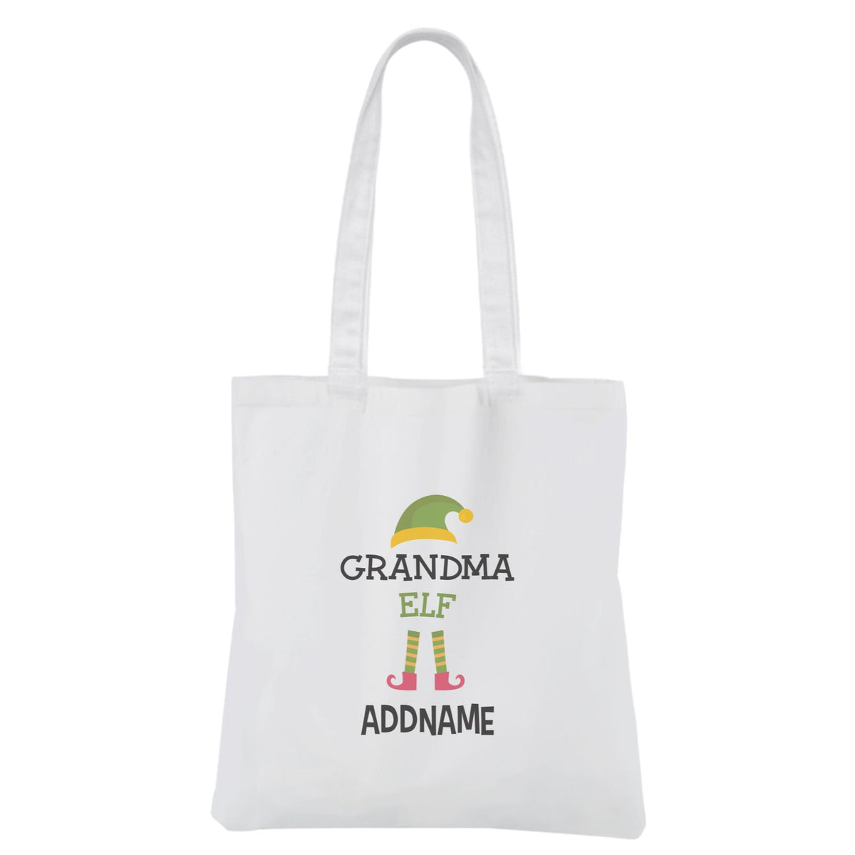 Christmas Series Grandma Elf White Canvas Bag