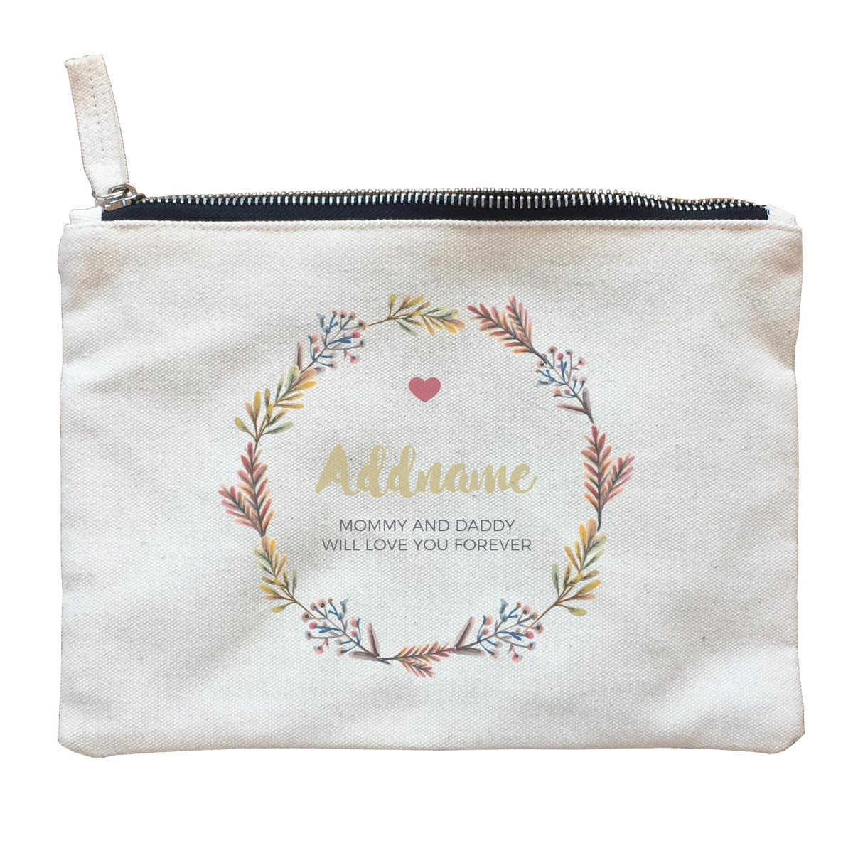 Autumn Colours Wreath Personalizable with Name and Text Zipper Pouch