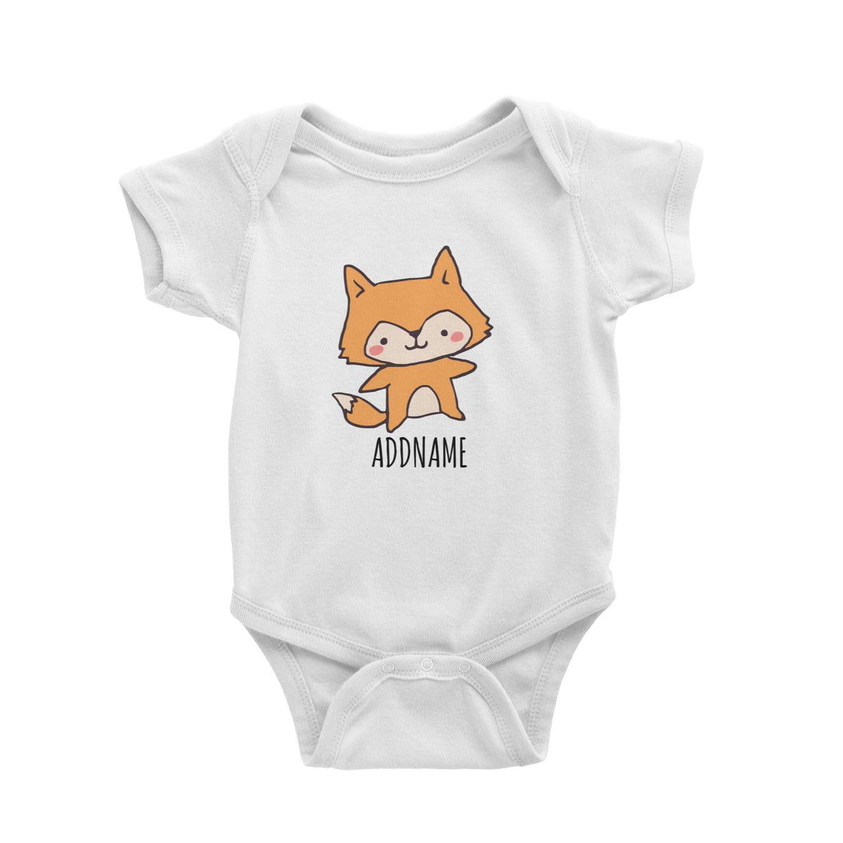 Cartoon Kawaii Fox Doodle White White Baby Romper