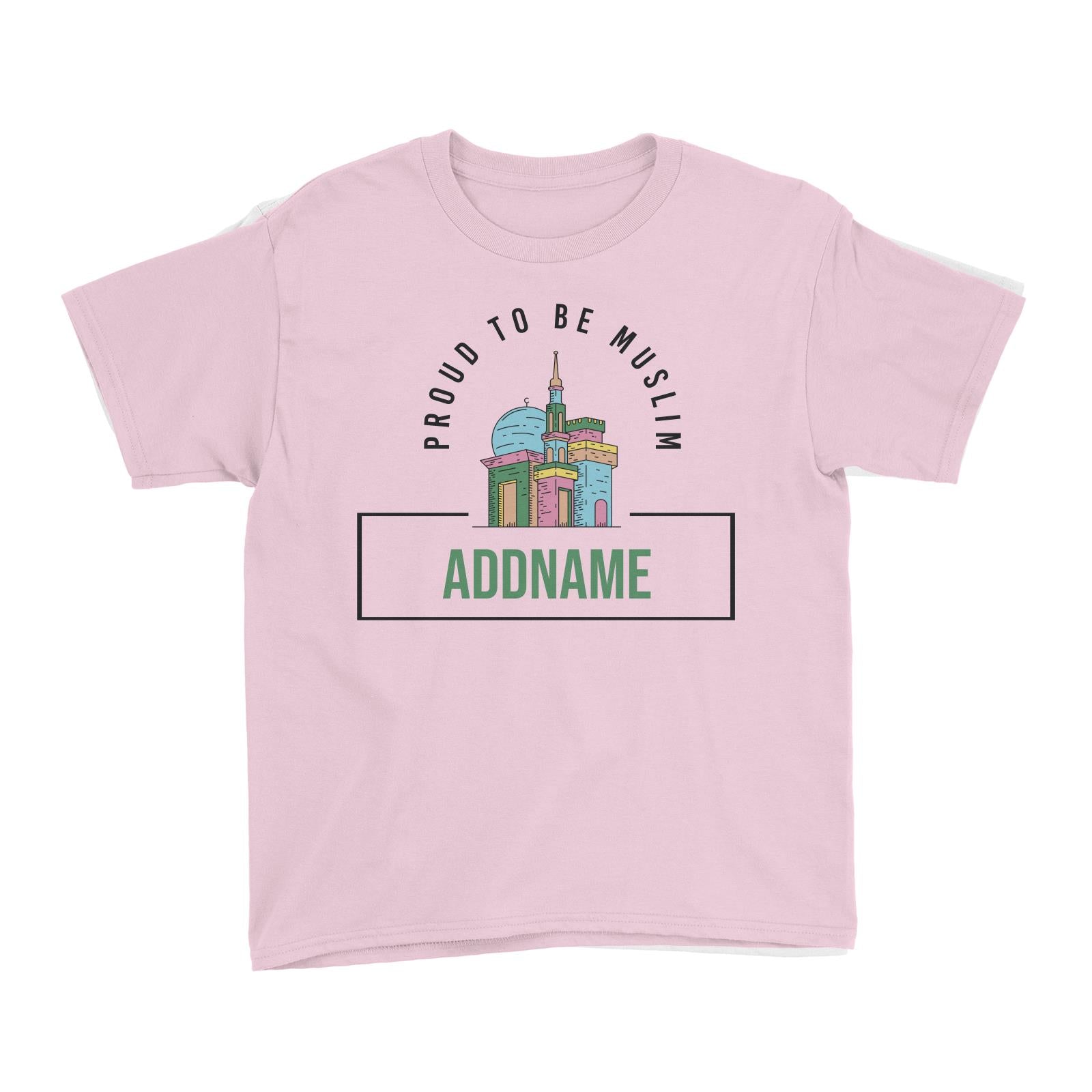 Proud To Be Muslim Colorful Mosque Addname Kid's T-Shirt