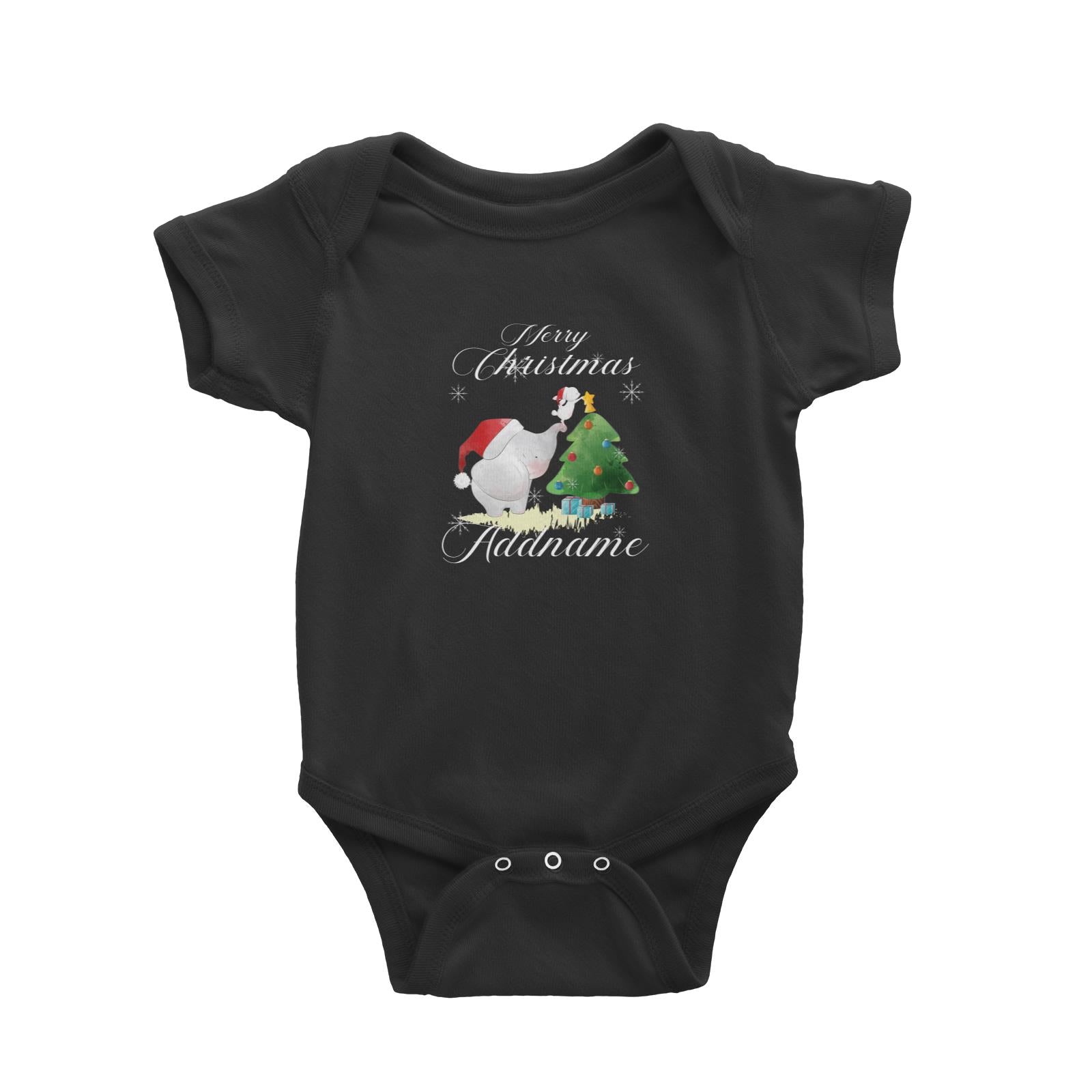 Christmas Cute Elephant Merry Christmas Addname Baby Romper