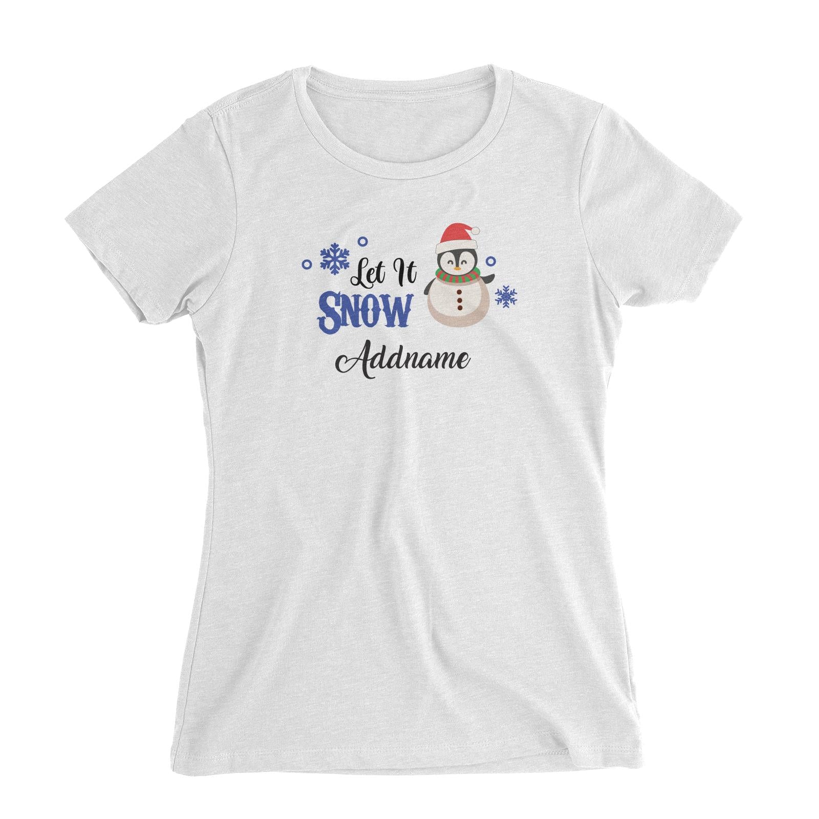 Christmas Series Happy Snowman Let It Snow Women's Slim Fit T-Shirt