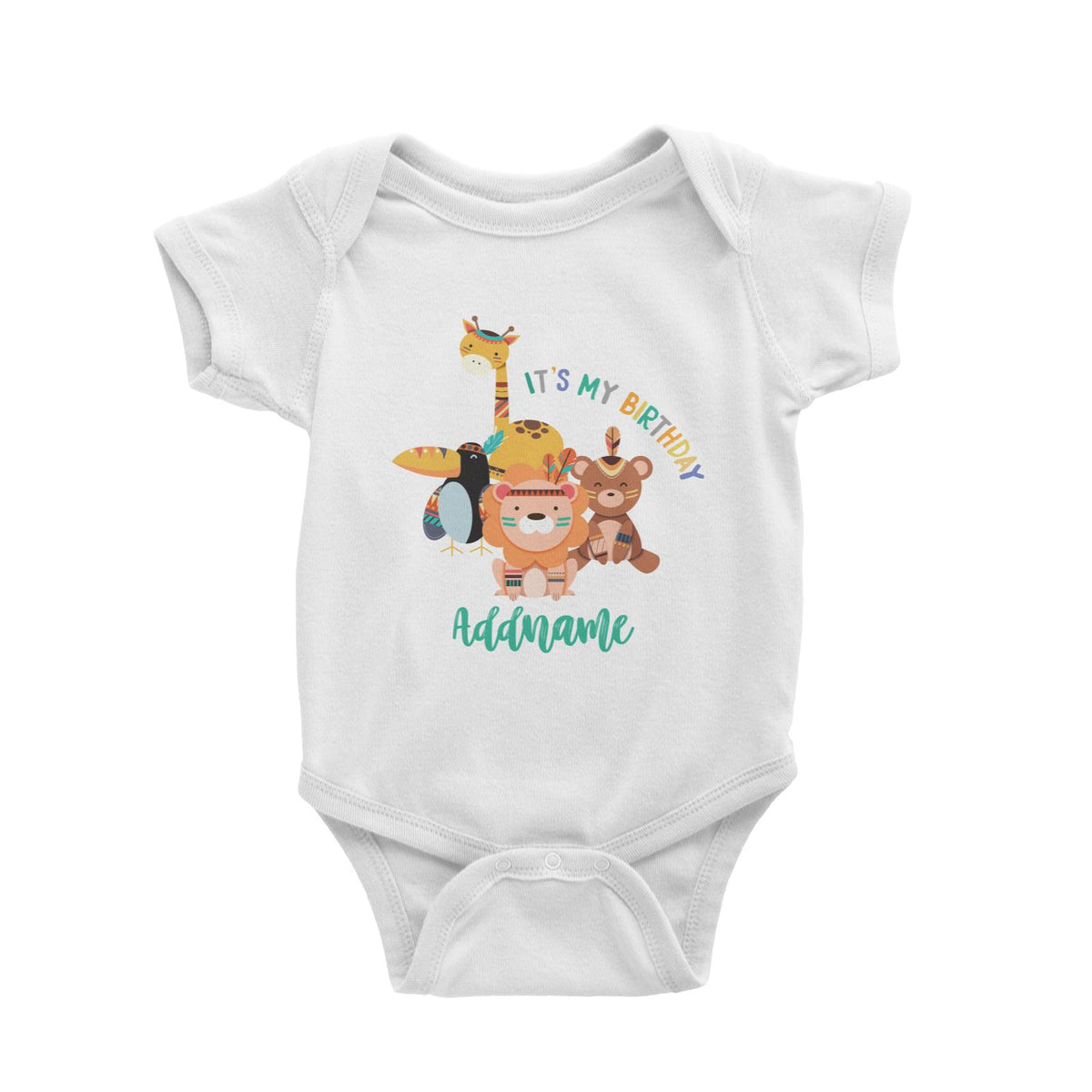 Animal Tribal Birthday Theme Addname Baby Romper