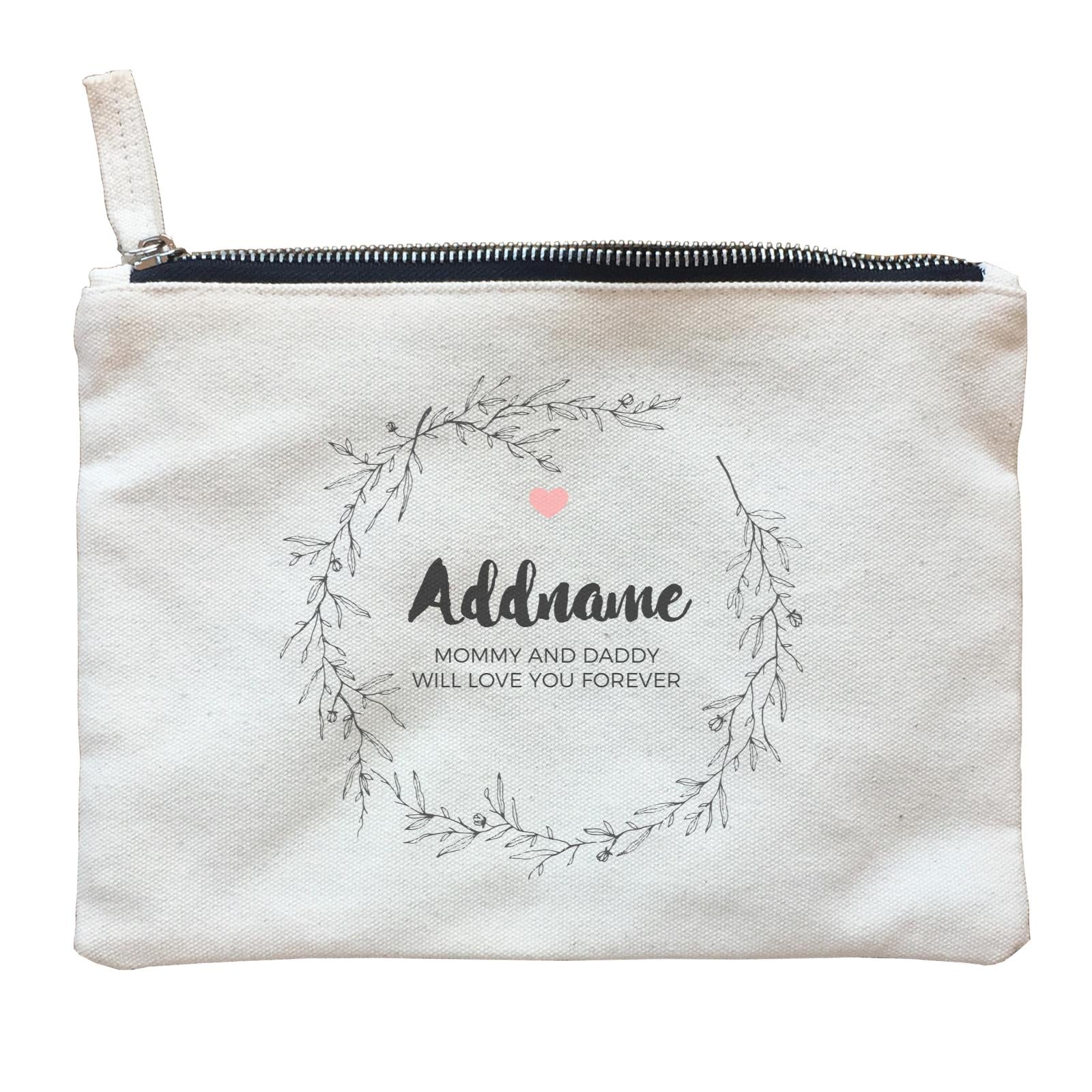 Doodle Wreath Personalizable with Name and Text Zipper Pouch