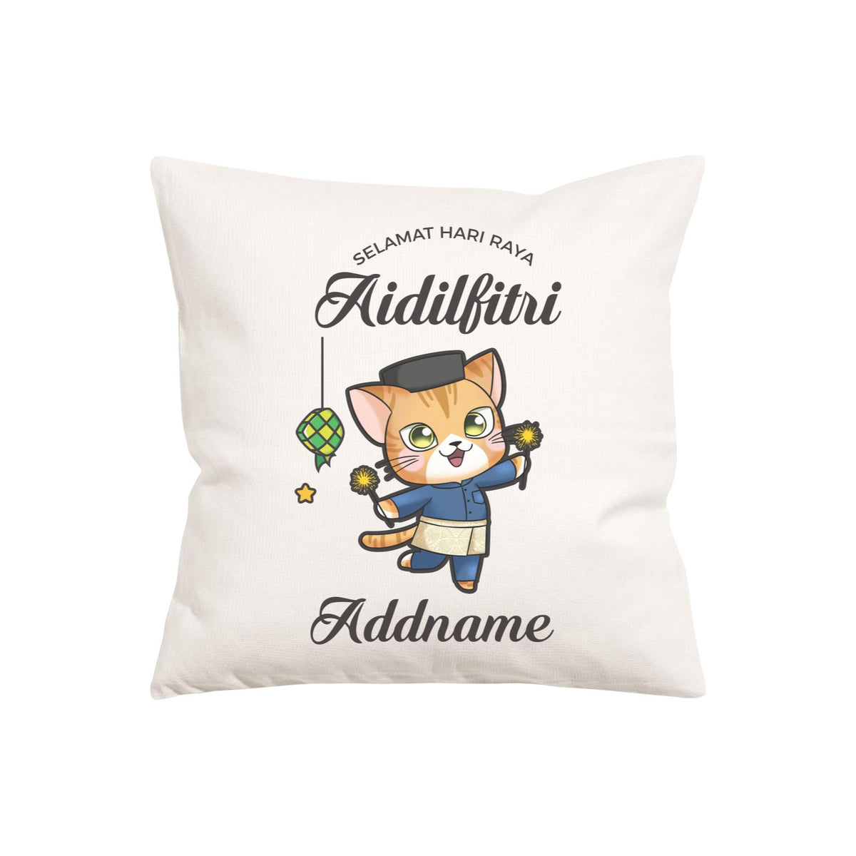 Raya Cute Animals Papa Cat Wishes Selamat Hari Raya Aidilfitri PW Cushion
