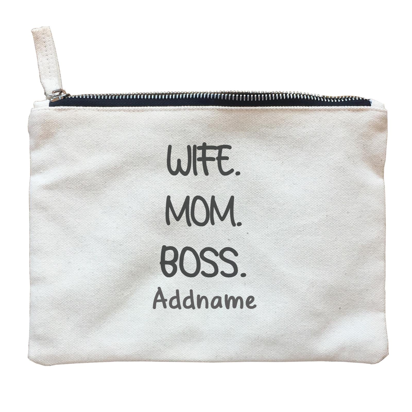 Girl Boss Quotes Cute Typefont Wife Mom Boss Addname Zipper Pouch