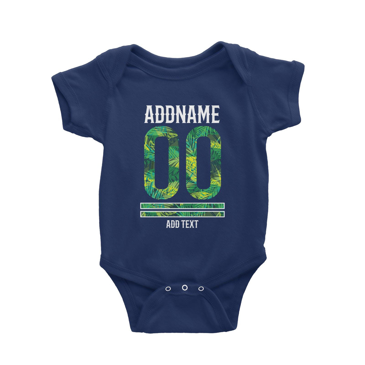 Palm Leaves Pattern Jersey Personalizable with Name Number and Text Baby Romper