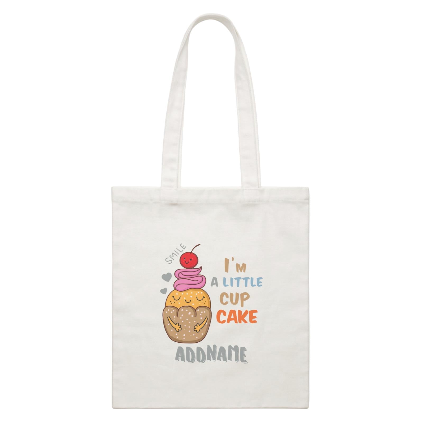 Cool Cute Foods I'm A Little Cup Cake Addname White Canvas Bag