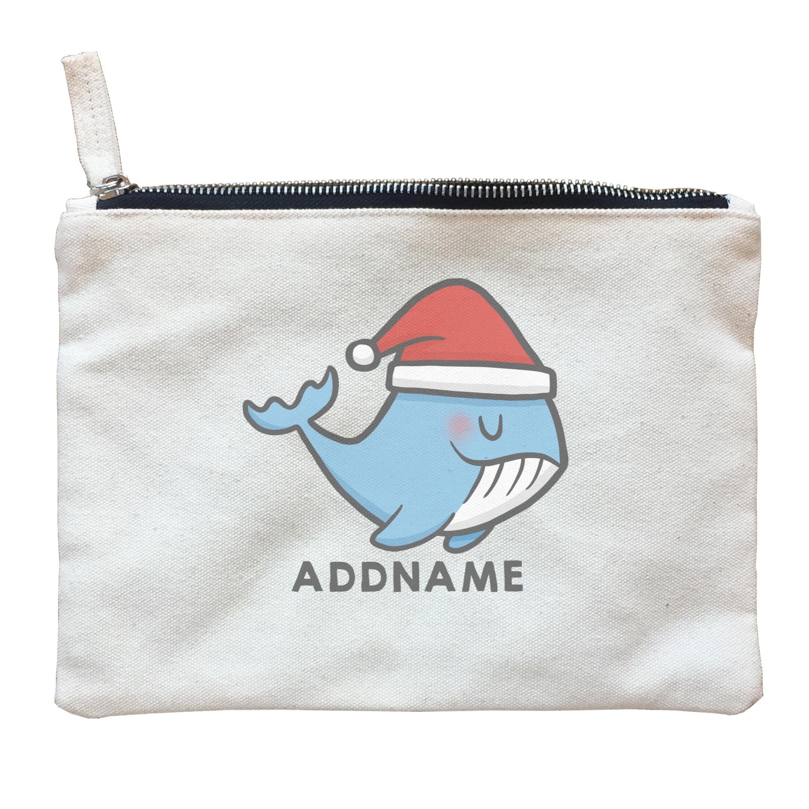 Xmas CuteWhale Christmas Hat Addname Accessories Zipper Pouch