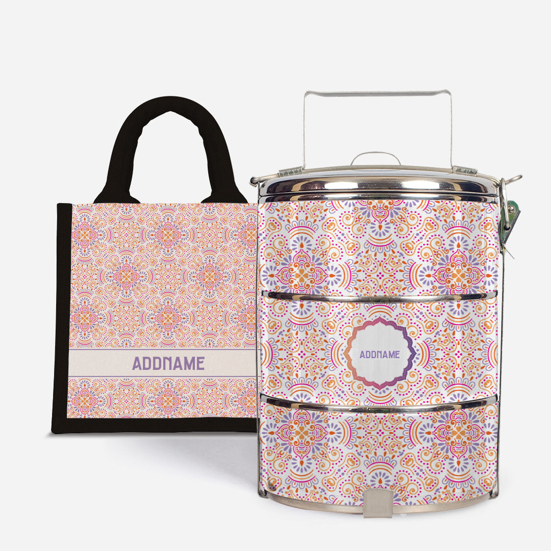 Pookal Series Standard Tiffin with Half Lining Lunch Bag - Triumph Black