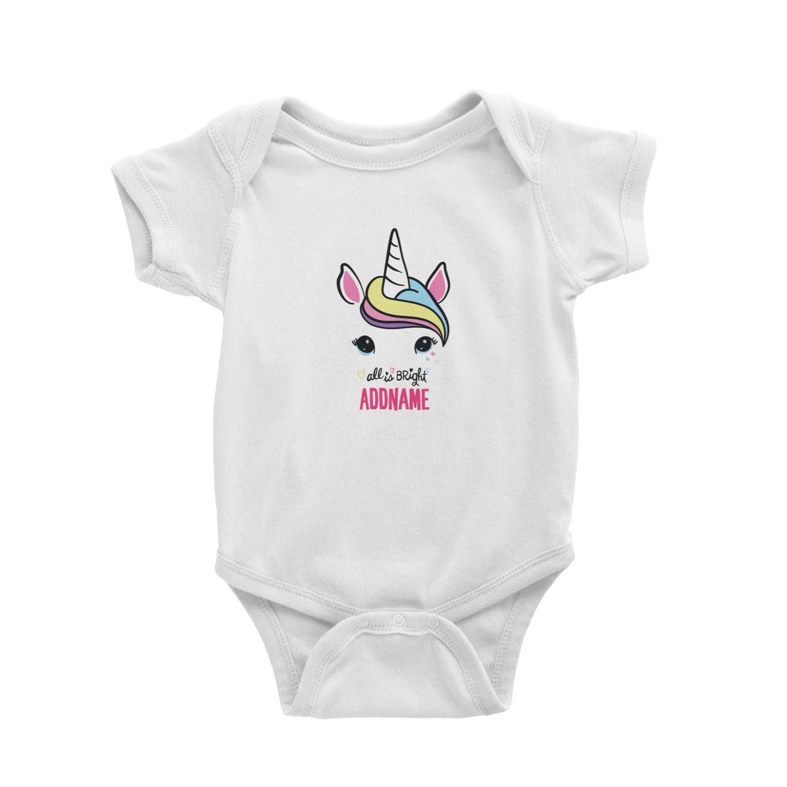 Cool Vibrant Series Unicorn Face All Is Bright Addname Baby Romper [SALE]