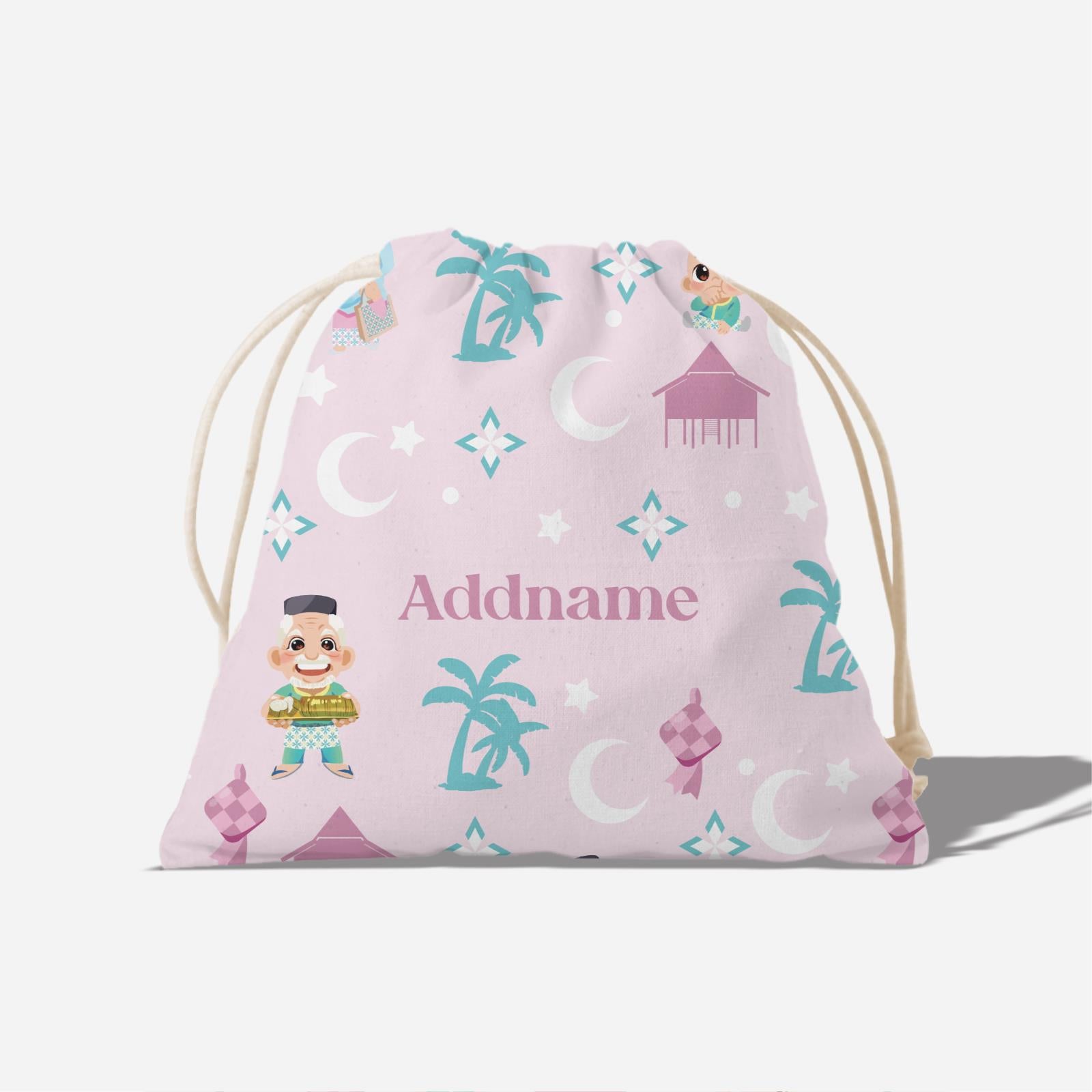 Seindah Lebaran Full Print Satchel - Pastel Pink