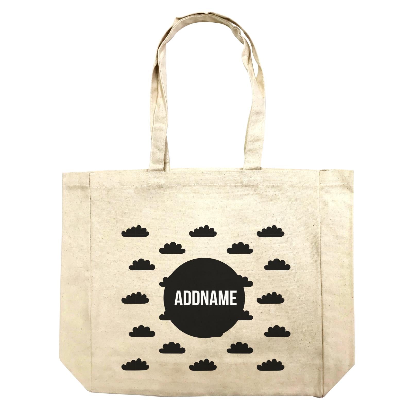 Monochrome Black Circle with Clouds Addname Shopping Bag
