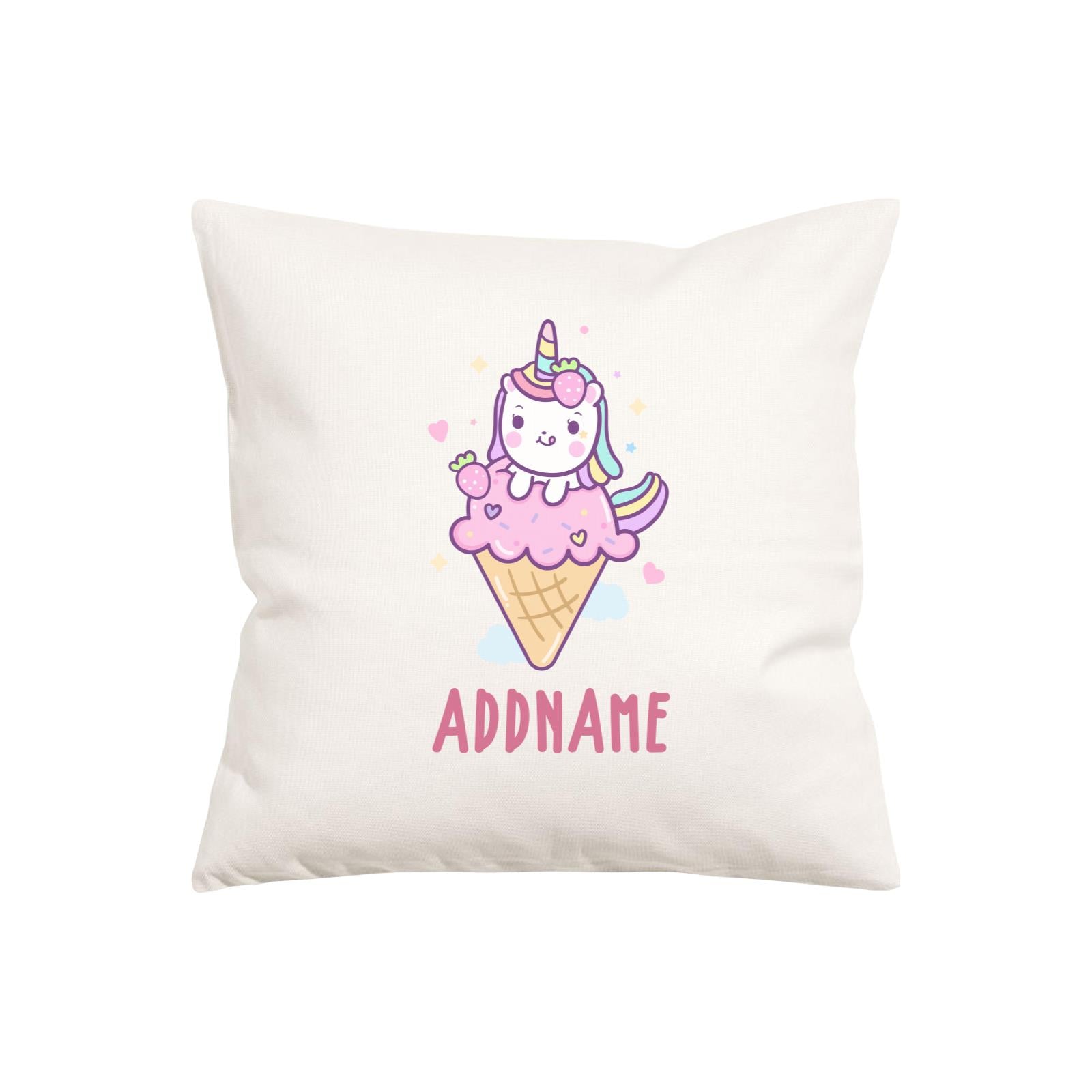 Unicorn And Princess Series Unicorn Hugging Ice Cream Addname Pillow Cushion