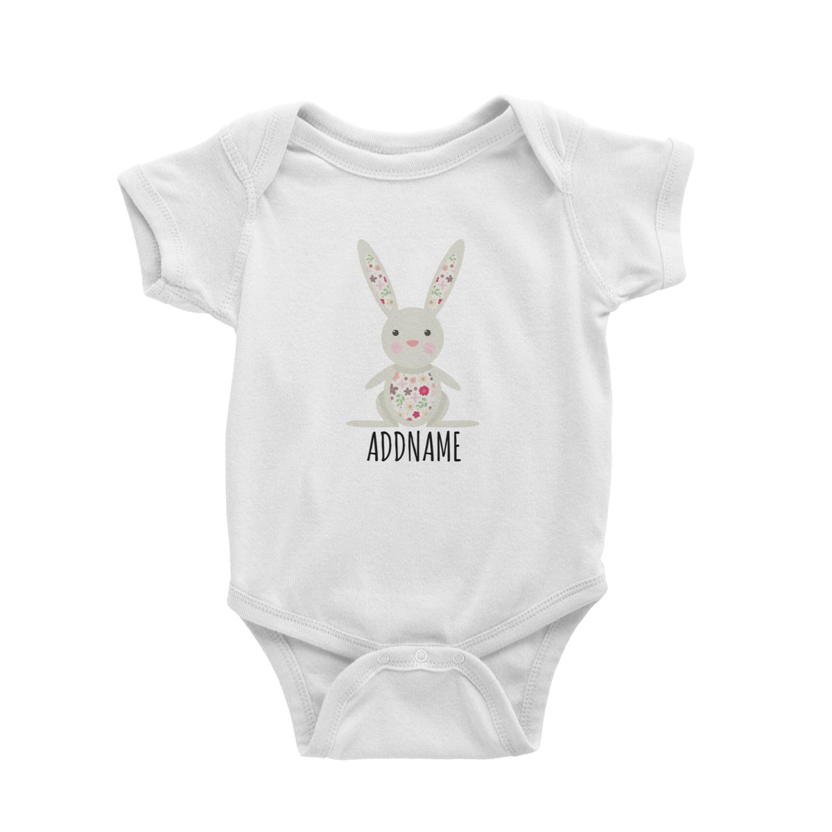 Flower Rabbit White White Baby Romper