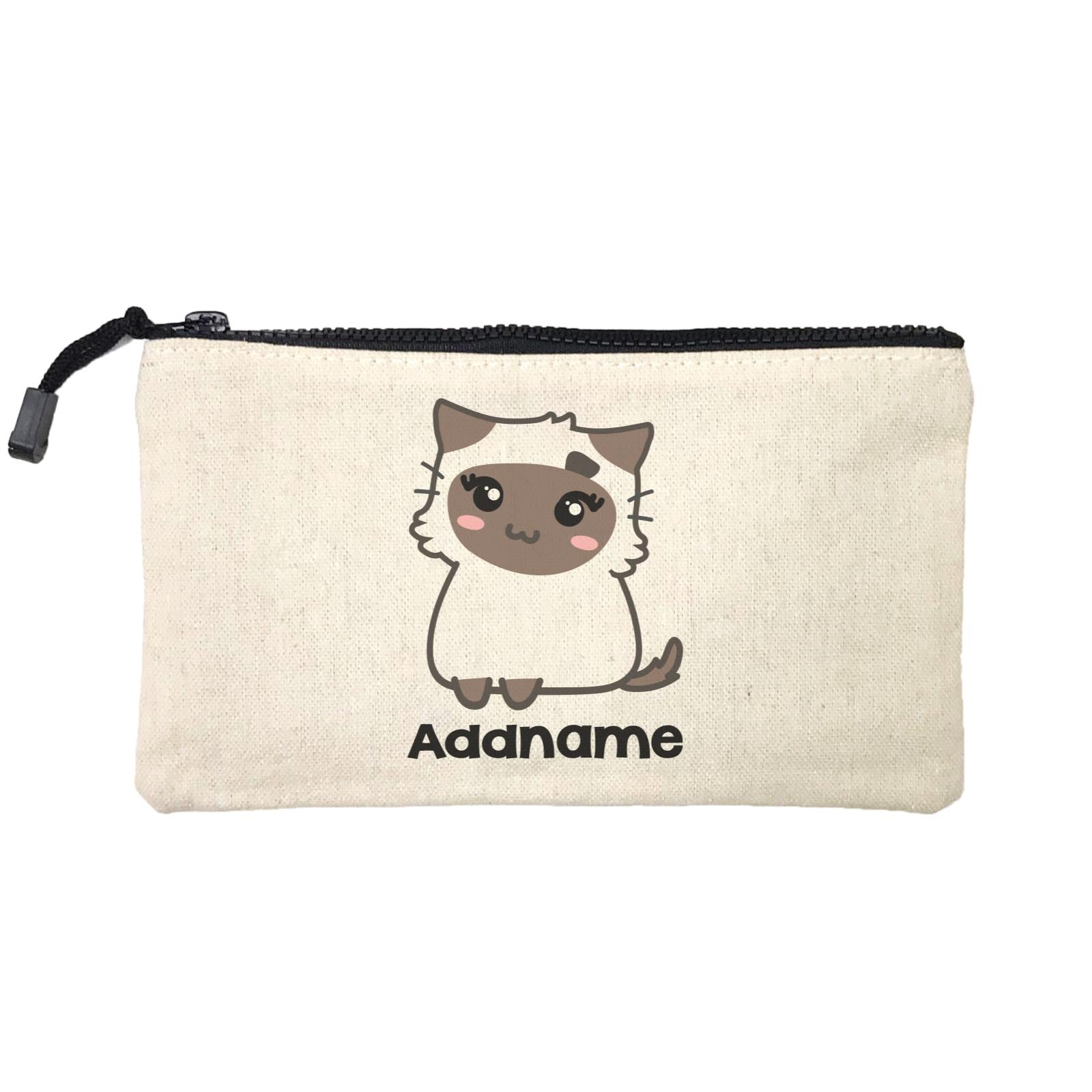 Drawn Adorable Cats White & Chocolate Addname Mini Accessories Stationery Pouch