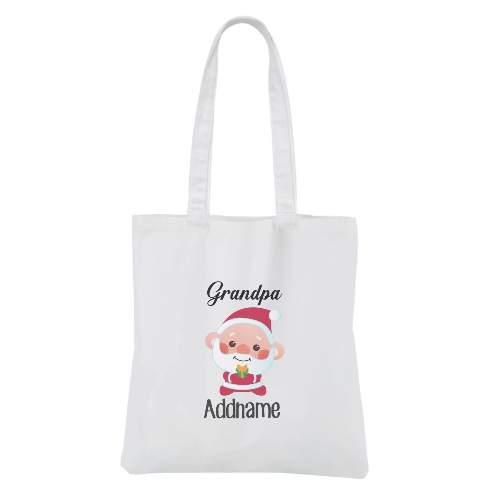 Christmas Cute Grandpa Santa White Canvas Bag
