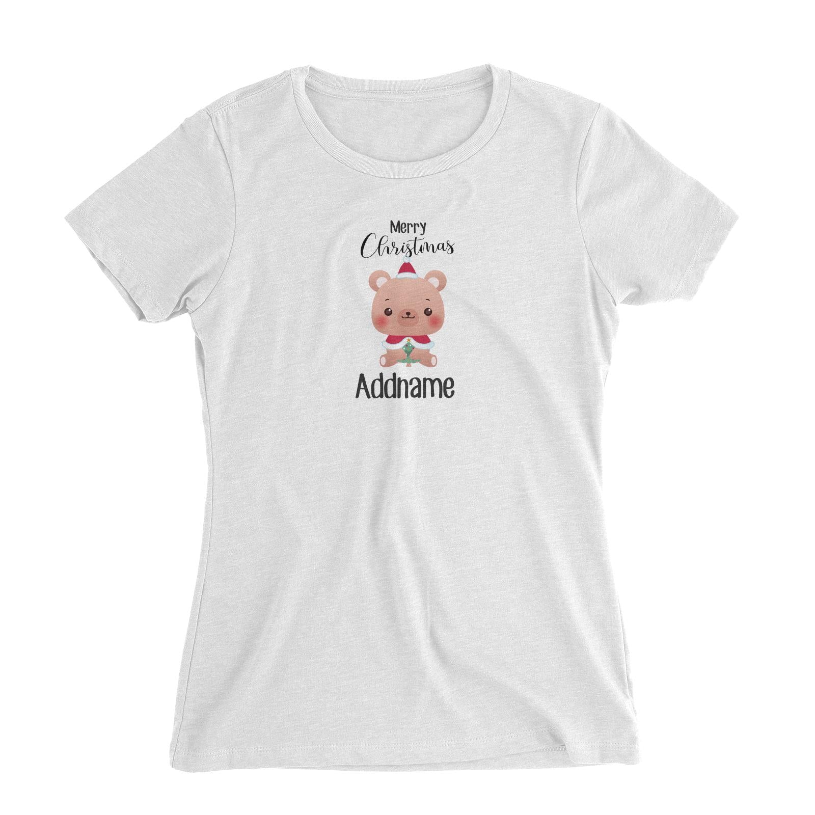 Christmas Cute Animal Series Bear Merry Christmas Women's Slim Fit T-Shirt