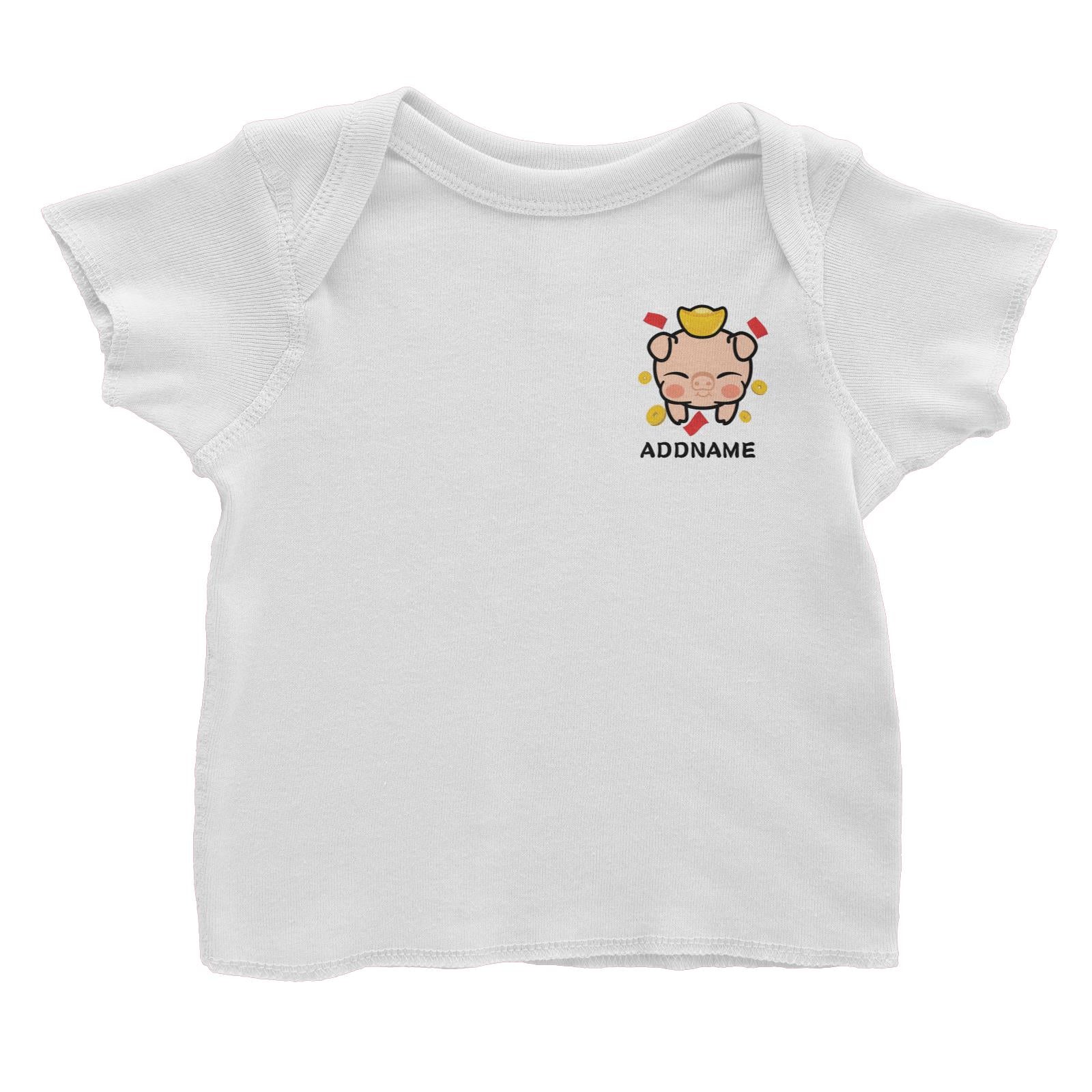 Prosperity Pig Baby Head with Gold Pocket Design Baby T-Shirt